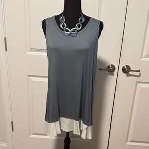 LOGO layers Sleeveless Layered Hem Tank Top in Slate Blue and White. Never worn.
